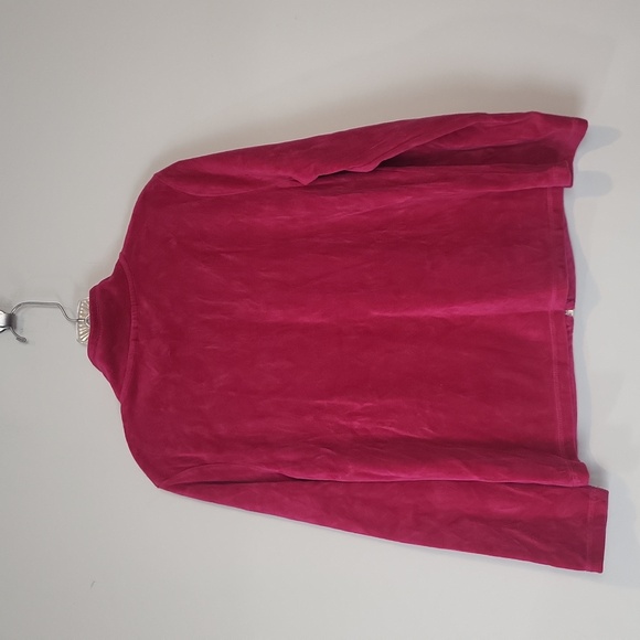 ONQUE CASUALS Hot Pink Shoulder Embellished Velour and Sparkle Pocketed Hoodie - Picture 4 of 10